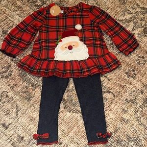 Mud Pie Santa two piece outfit 12-18M NWT